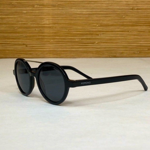 KOMONO Vivien Glossy Black Sunglasses NEW round - Picture 7 of 11